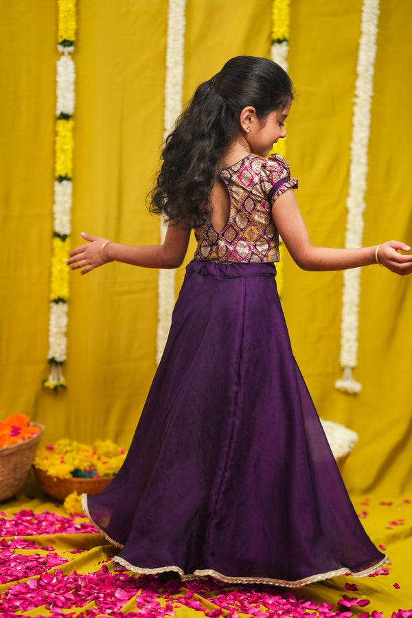 Tashi Purple Croptop Skirt Mini (Set of 2)