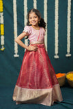 Disha Pink & Red Kids Lehenga Set Mini