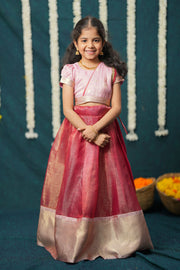 Disha Pink & Red Kids Lehenga Set Mini