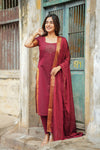 Riddhi Maroon Kurti Set (Set of 2 )
