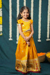 Maithiri yellow Silk Kids Lehenga Set mini