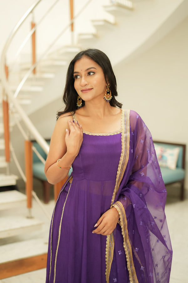 Vihana Purple Flared Kurta Set