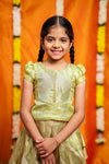 Aalaya Green organza lehenga mini