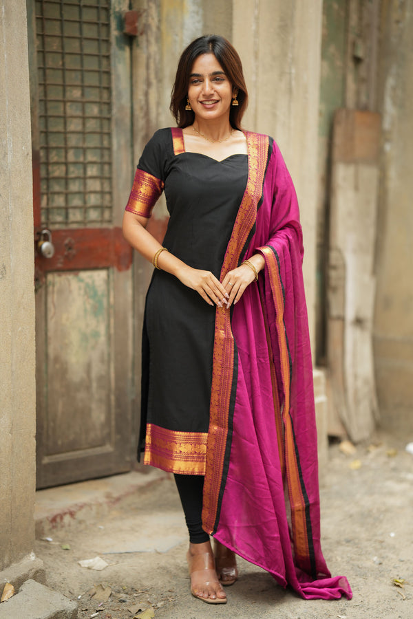 Tamizh Black Kurti Set (Set of 2)