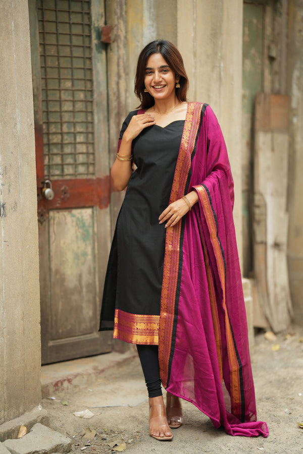 Tamizh Black Kurti Set (Set of 2)