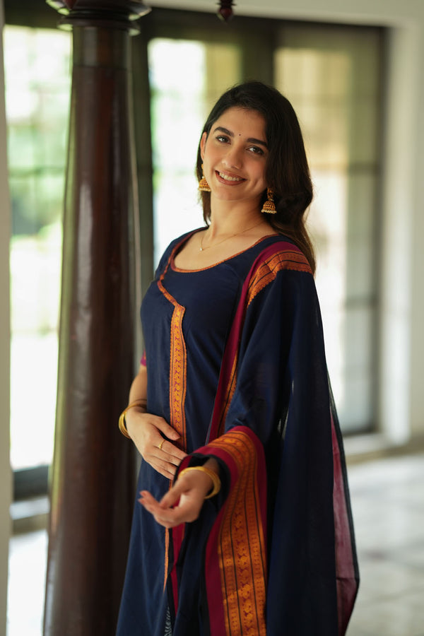 IMD - Jayanti Blue Kurti Set (Set of 3)