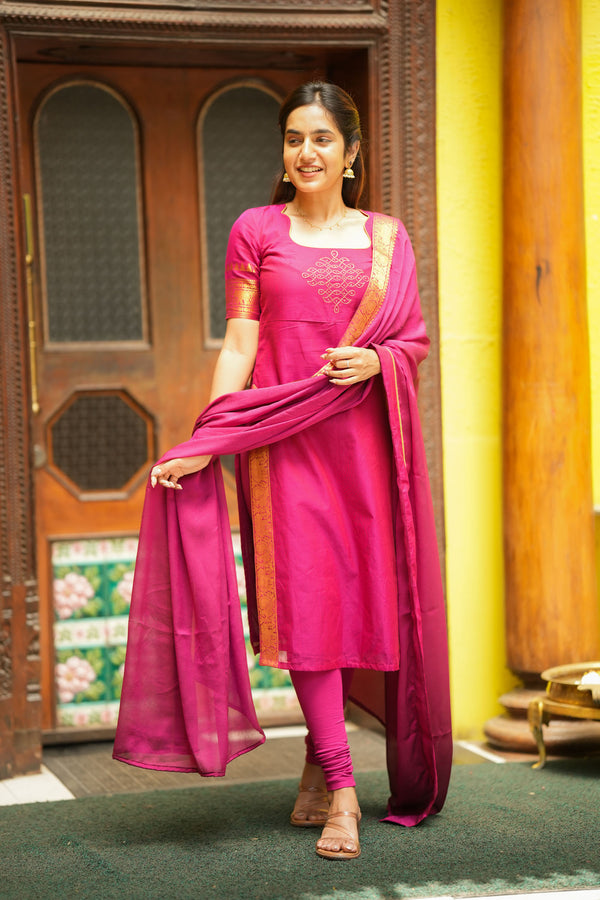 Riddhi Magenta Kurti Set (Set of 2 )