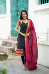 Charvi Black Narayanpet Kurti Set ( Set of 2 )