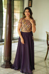 Tashi Purple Croptop Skirt Set