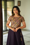Tashi Purple Croptop Skirt Set