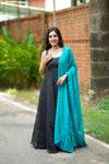 Pavni Black With Teal Anarkali Set ( Set of 2 )
