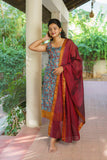 Prathana Teal & Maroon