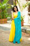 Pavni Yellow With Teal Anarkali Set (Set of 2)