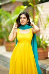 Pavni Yellow With Teal Anarkali Set (Set of 2)