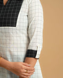 Black White Checked Elegance Handloom A-Line Kurta (PR)