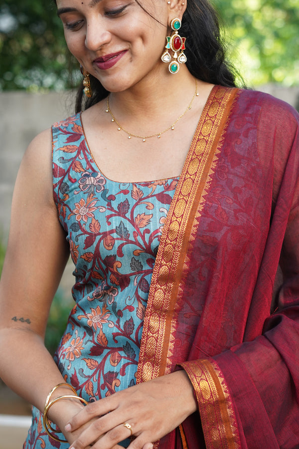 Prathana Teal & Maroon Mom & Me