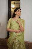 Aalaya Green Banarasi Half Saree Set