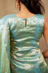 Nethra Aqua Blue Banarasi Tissue Kurti Set ( Set of 3 )