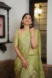 Aalaya Green Banarasi Half Saree Set