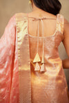 Tanisha Peach Banarasi Tissue Kurti Set ( Set of 3 )