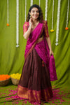 Esha Wine check Halfsaree (Set of 3)