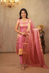 Tanisha Pink Banarasi Tissue Kurti Set ( Set of 3 )