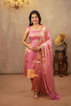 Tanisha Pink Banarasi Tissue Kurti Set ( Set of 3 )