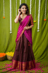 Esha Wine check Halfsaree (Set of 3)
