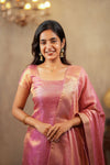 Tanisha Pink Banarasi Tissue Kurti Set ( Set of 3 )