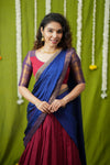 Esha Red check Halfsaree (Set of 3)