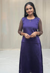 GRG - Mina Violet with Ajrak Sleeve (Kurti only) - XS only