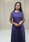 GRG - Mina Violet with Ajrak Sleeve (Kurti only) - XS only