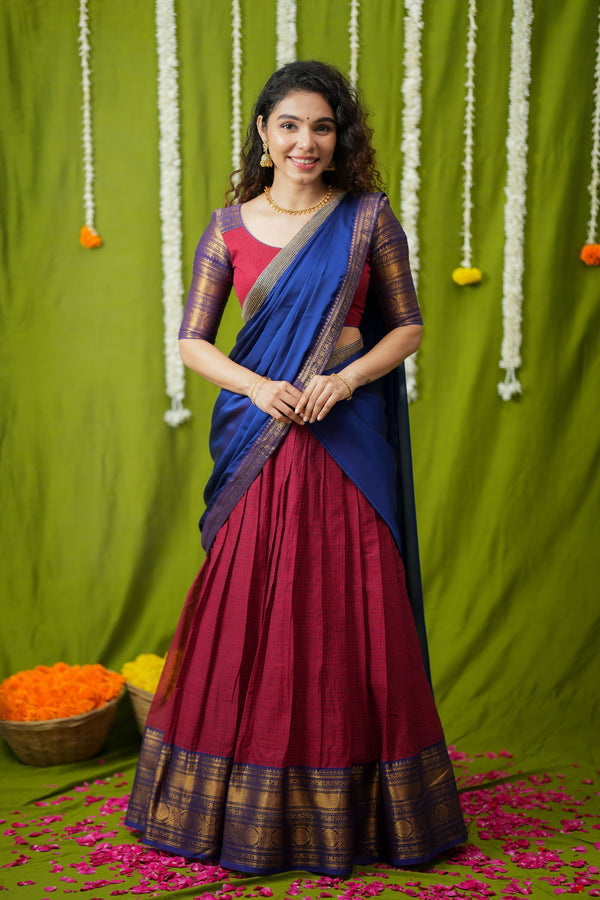 Esha Red check Halfsaree (Set of 3)