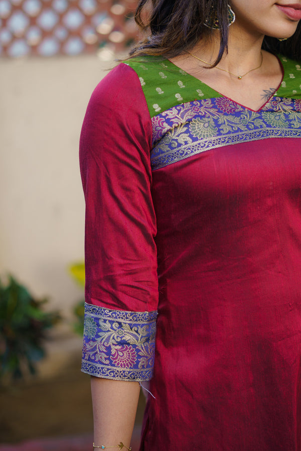 Sheetal Maroon Kurti set (Set of 2)