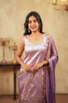 Manju Lavender Banarasi Tissue Kurti Set ( Set of 3 )