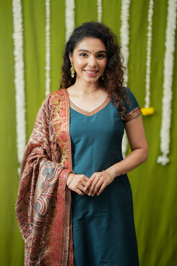 Indra Teal Kurti Set (Set of 3)