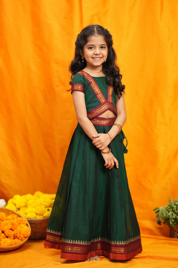 Sreeja Green Handwoven Lehenga Mini