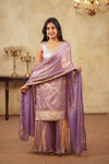 Manju Lavender Banarasi Tissue Kurti Set ( Set of 3 )