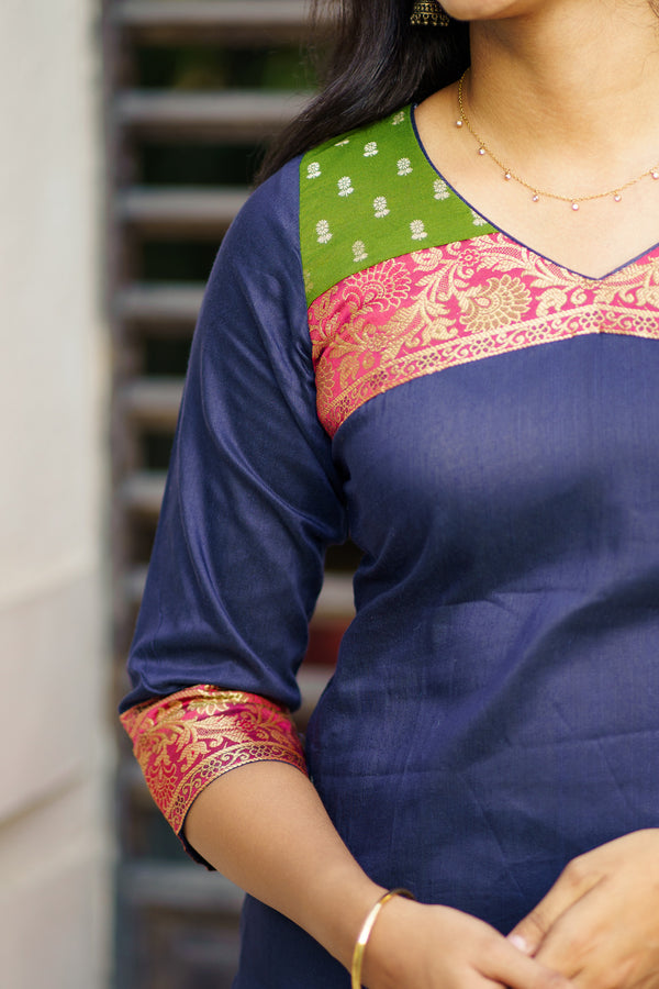 Sheetal Navy Blue Kurti set (Set of 2)