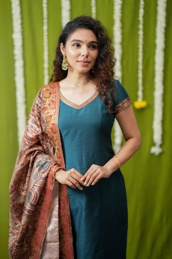 Indra Teal Kurti Set (Set of 3)