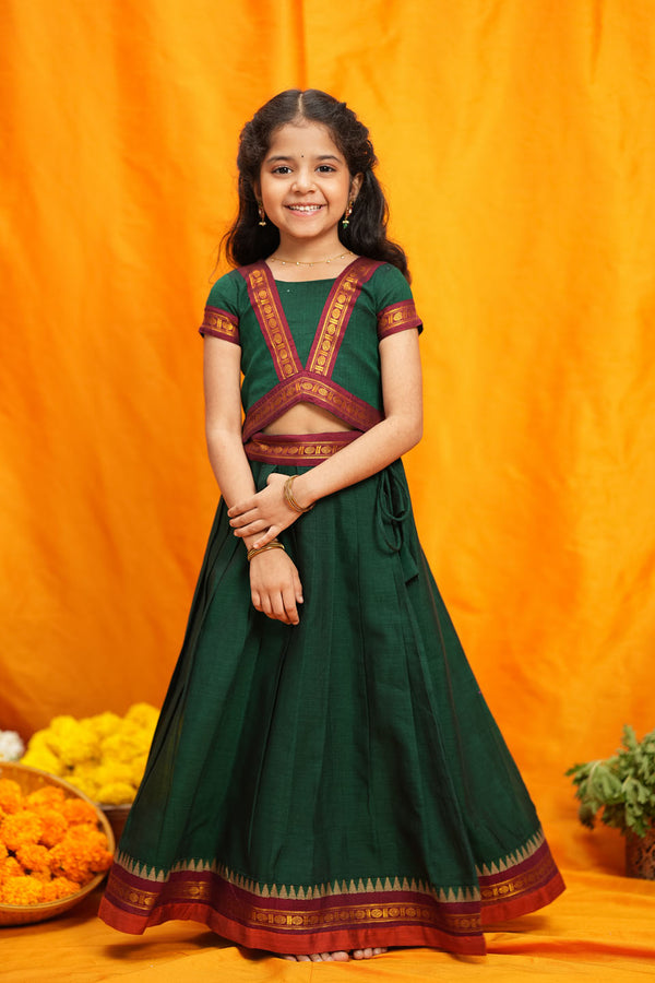 Sreeja Green Handwoven Lehenga Mini