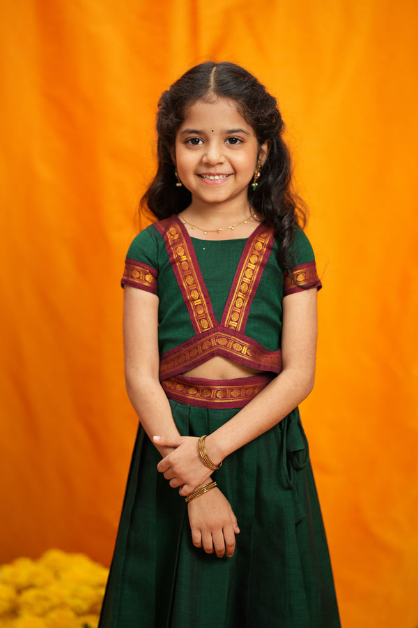 Sreeja Green Handwoven Lehenga Mini