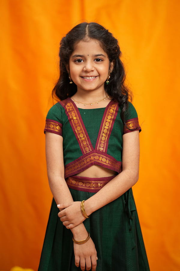 Sreeja Green Handwoven Lehenga Mini