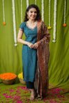 Indra Teal Kurti Set (Set of 3)