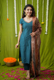 Indra Teal Kurti Set (Set of 3)