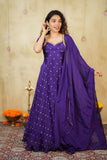 Yamuna Purple Maxi Dress (Set of 2)