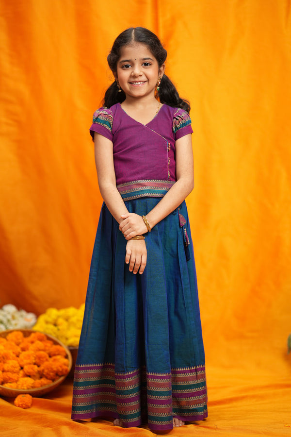 Vanika Magenta with Teal Handloom Kids Mini