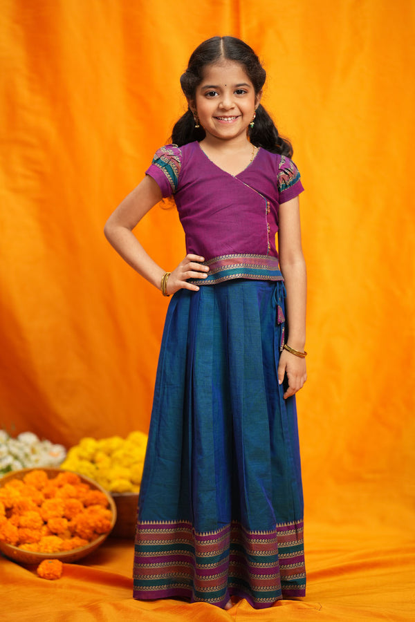 Vanika Magenta with Teal Handloom Kids Mini