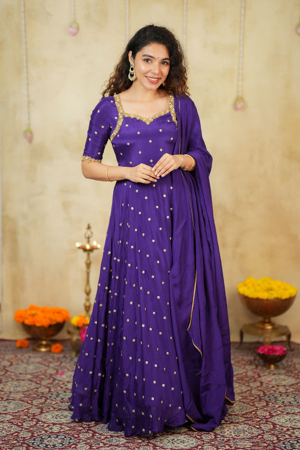 Yamuna Purple Maxi Dress (Set of 2)