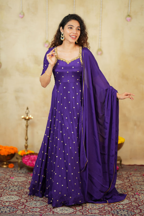 Yamuna Purple Maxi Dress (Set of 2)